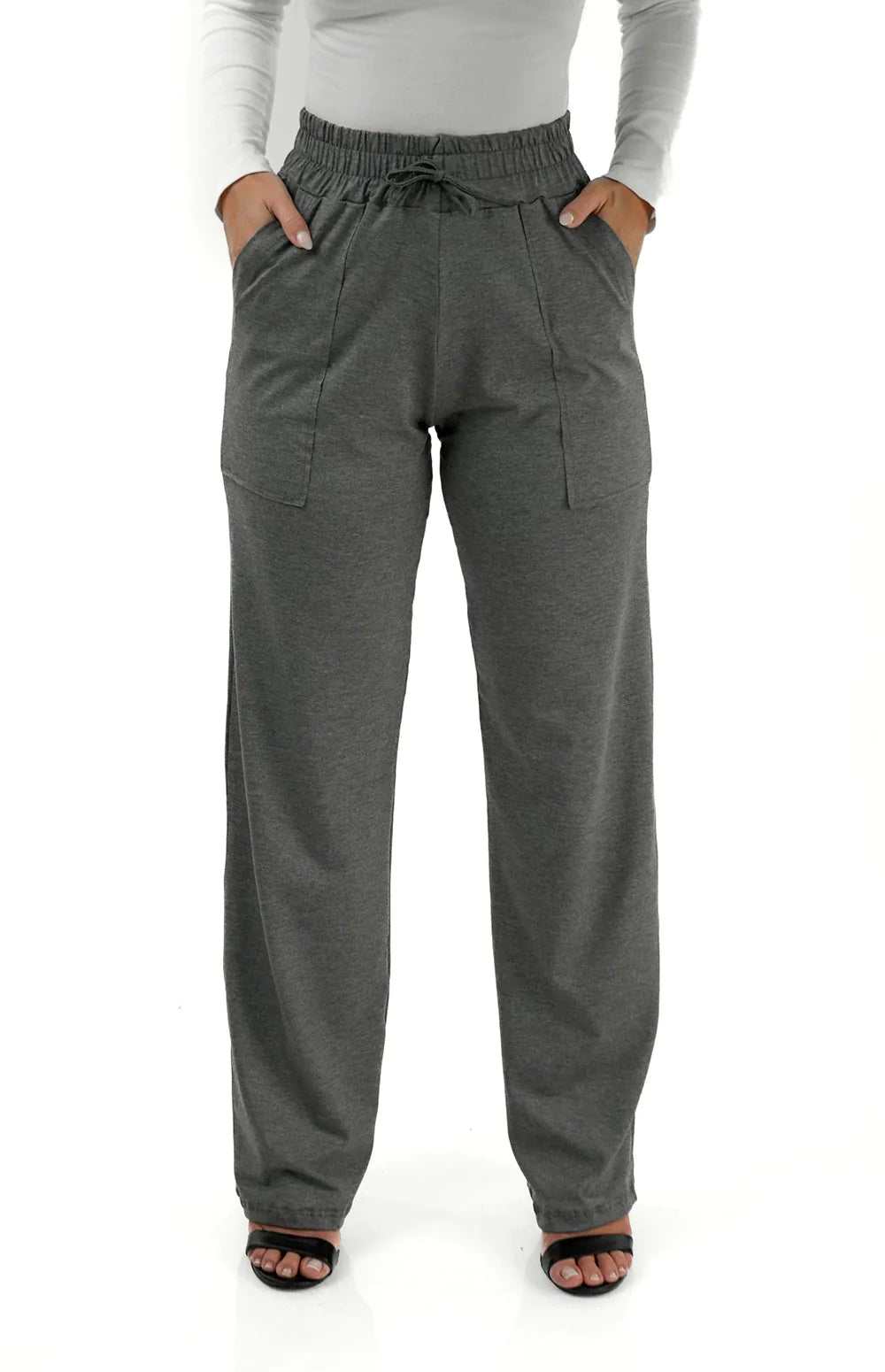 CALÇA PANTALONA CINZA MESCLA - CAIMENTO SOLTINHO