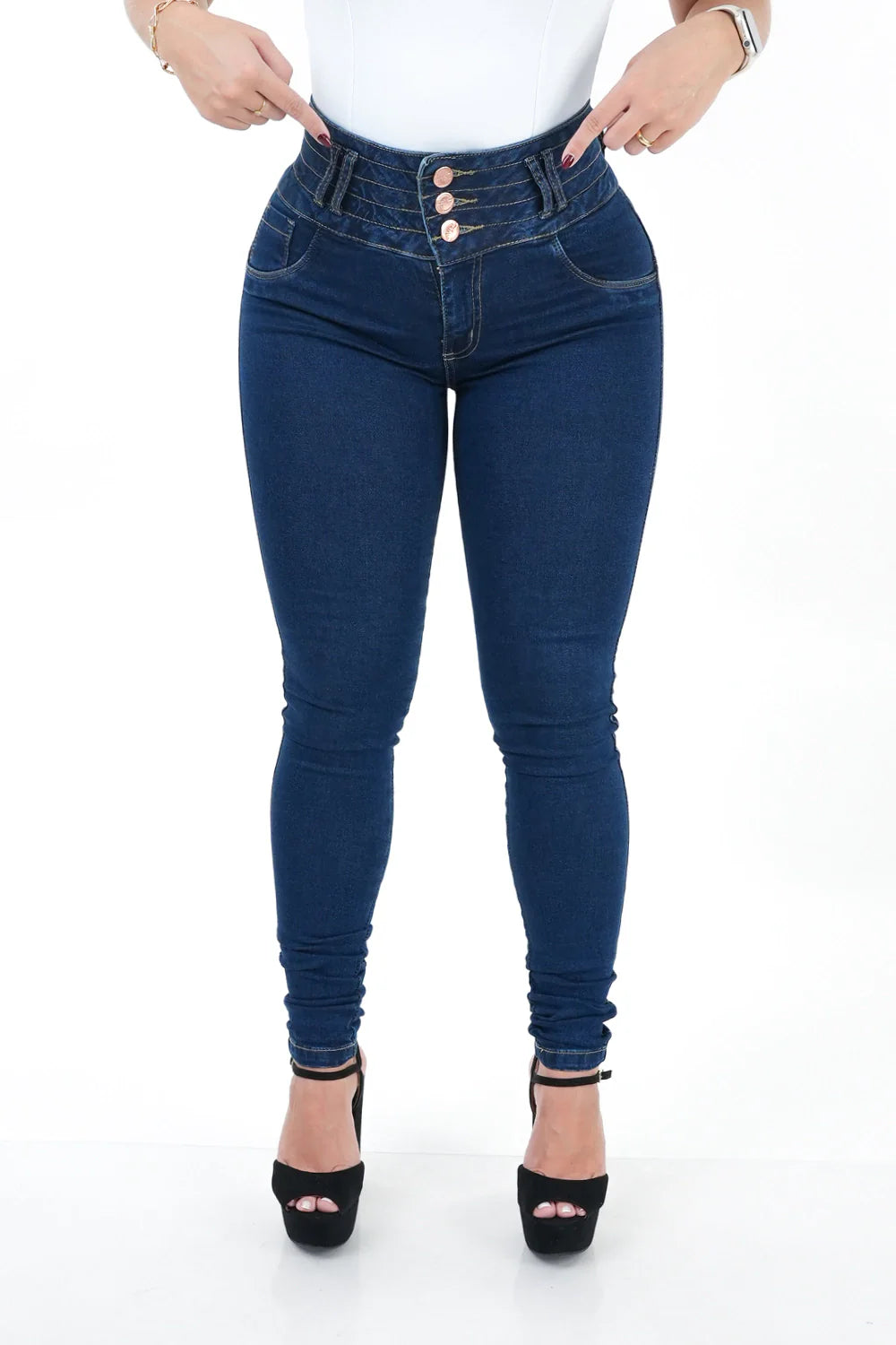 CALÇA JEANS FEMININA - CINTURA ELÁSTICA SLIM