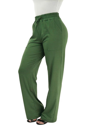 CALÇA PANTALONA VERDE MILITAR - CAIMENTO SOLTINHO