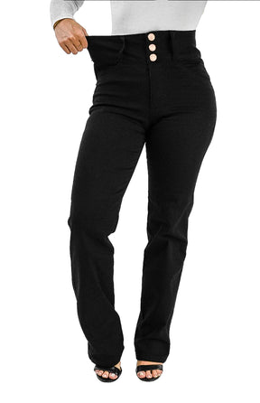 CALÇA JEANS FEMININA - RETA CHAPA BARRIGA BLACK