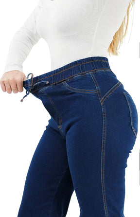 CALÇA JEANS FEMININA - WIDE LEG CINTURA ELÁSTICA POWER