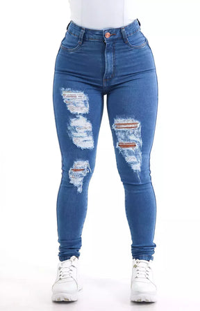 Calça Jeans Feminina - Destroyed Celeste