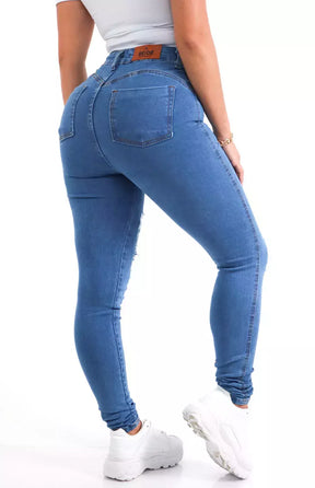 Calça Jeans Feminina - Destroyed Celeste