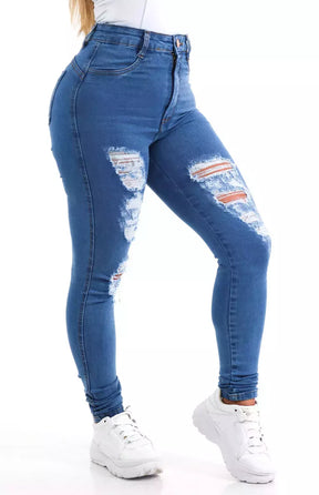 Calça Jeans Feminina - Destroyed Celeste