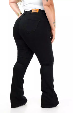 Calça Jeans Plus Size - Flare Preta Intense
