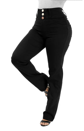 CALÇA JEANS FEMININA - RETA CHAPA BARRIGA BLACK