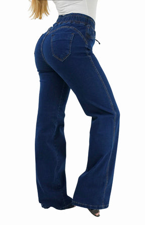 CALÇA JEANS FEMININA - WIDE LEG CINTURA ELÁSTICA POWER