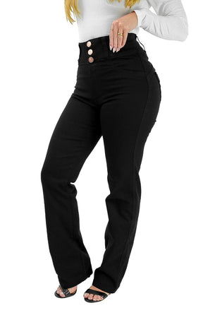 CALÇA JEANS FEMININA - RETA CHAPA BARRIGA BLACK