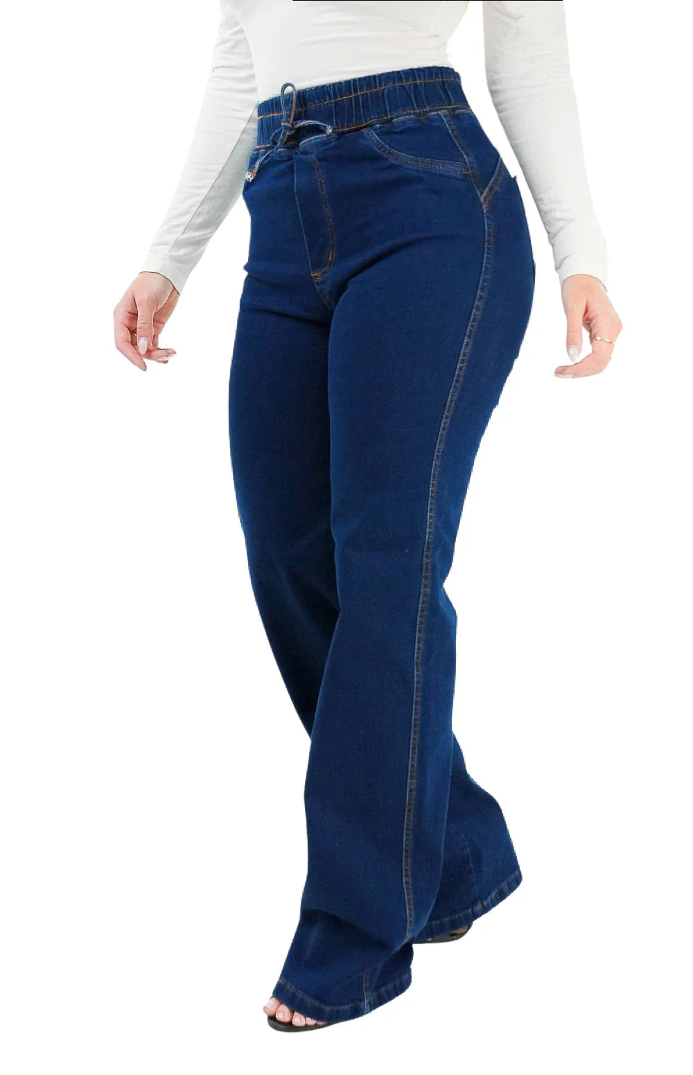 CALÇA JEANS FEMININA - WIDE LEG CINTURA ELÁSTICA POWER