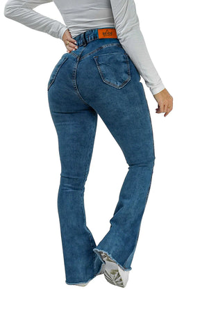 CALÇA JEANS PARA BAIXINHAS - FLARE BARRA DESFIADA MALDIVAS