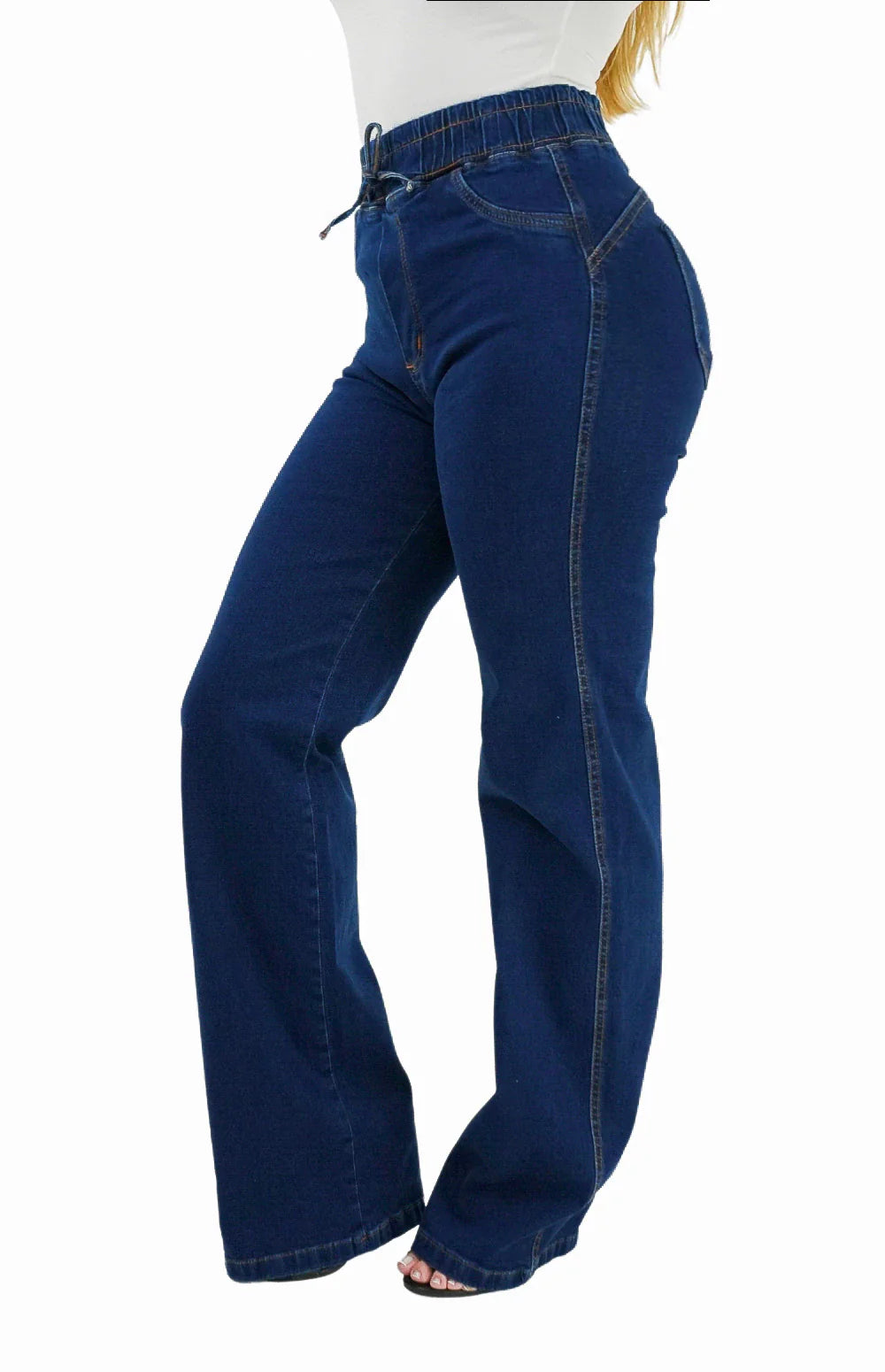 CALÇA JEANS FEMININA - WIDE LEG CINTURA ELÁSTICA POWER