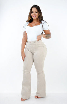 CALÇA FEMININA - FLARE NUDE CHIC