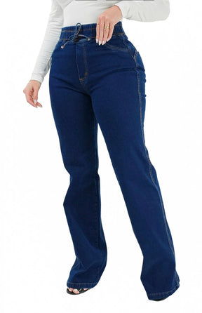 CALÇA JEANS FEMININA - WIDE LEG CINTURA ELÁSTICA POWER