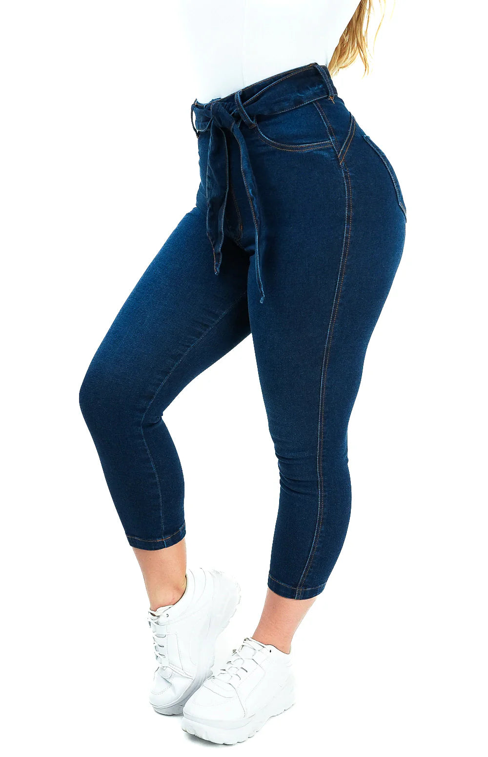 Calça Jeans Feminina - Capri Cinto Faixa Removível
