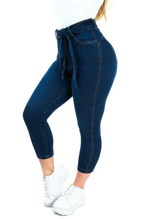 Calça Jeans Feminina - Capri Cinto Faixa Removível