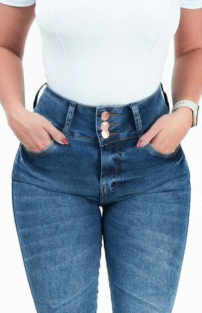 CALÇA JEANS FEMININA - RETA CHAPA BARRIGA