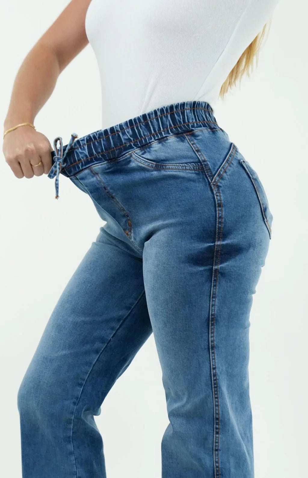 CALÇA JEANS FEMININA - WIDE LEG CINTURA ELÁSTICA MALDIVAS