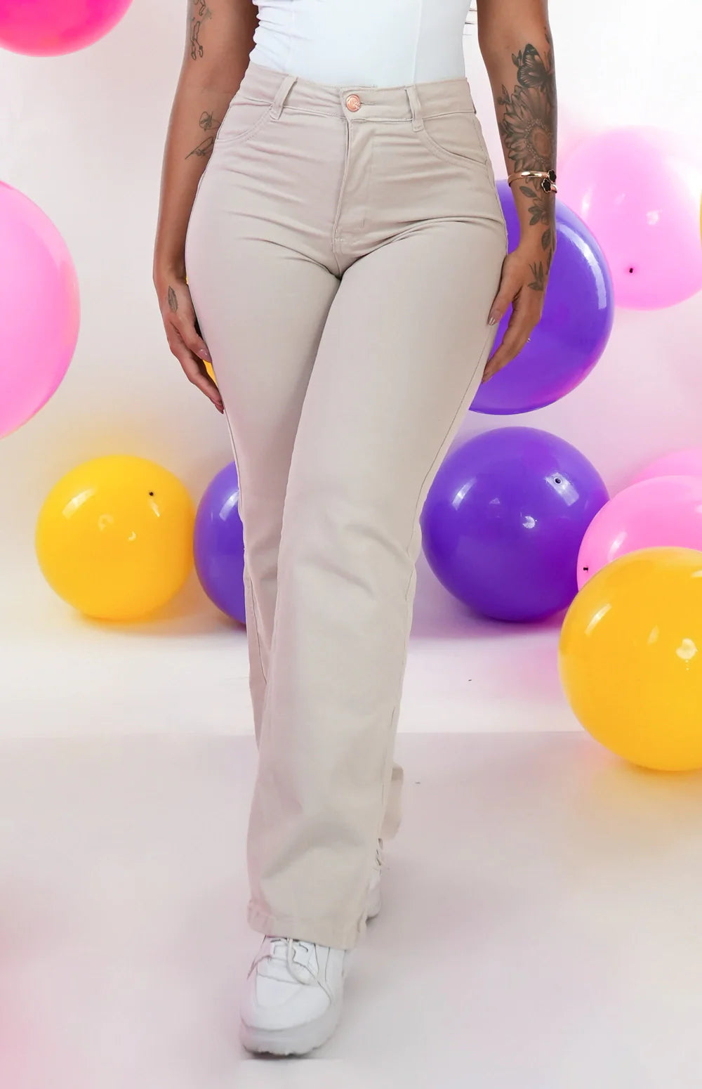 CALÇA FEMININA - WIDE LEG NUDE CHIC