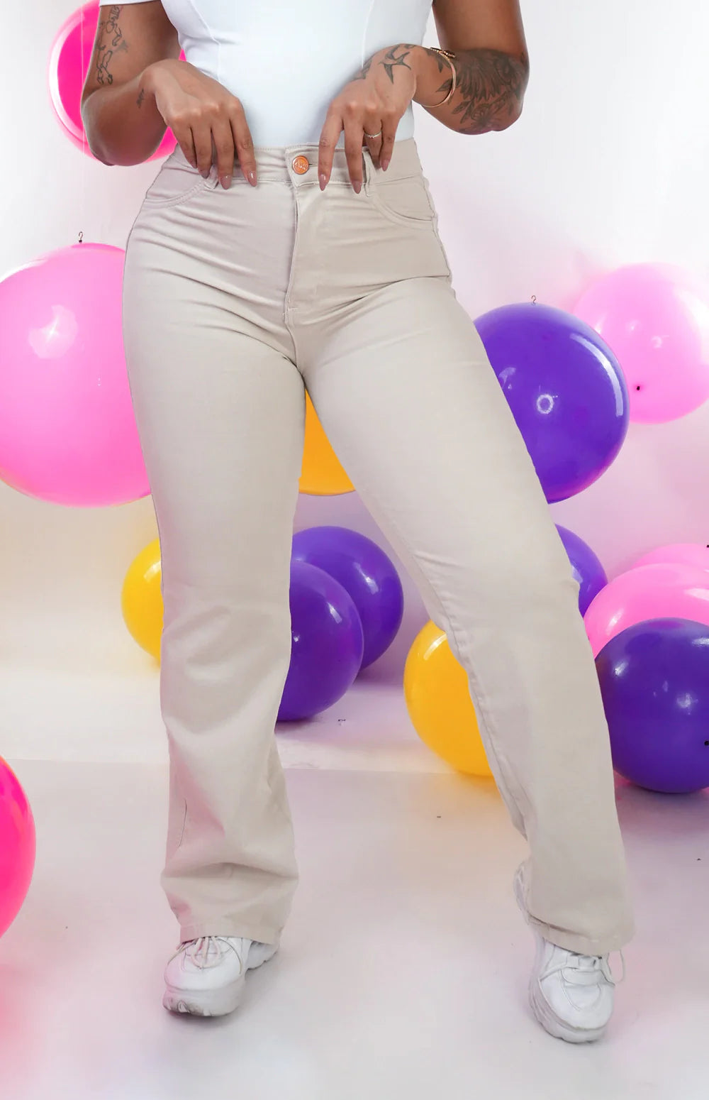 CALÇA FEMININA - WIDE LEG NUDE CHIC