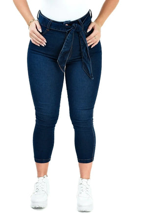 Calça Jeans Feminina - Capri Cinto Faixa Removível