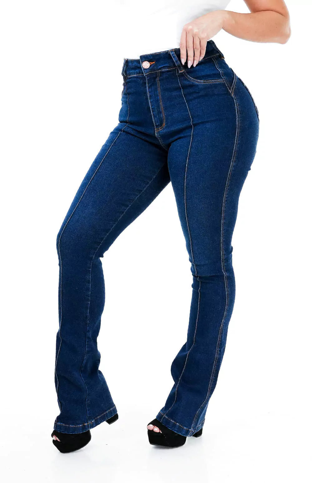 Calça Jeans Feminina - Flare com Nervura frontal