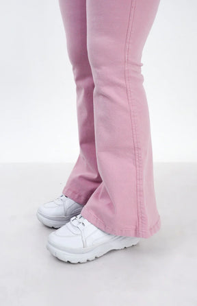 CALÇA JEANS FLARE PARA BAIXINHAS - ROSA BEBÊ