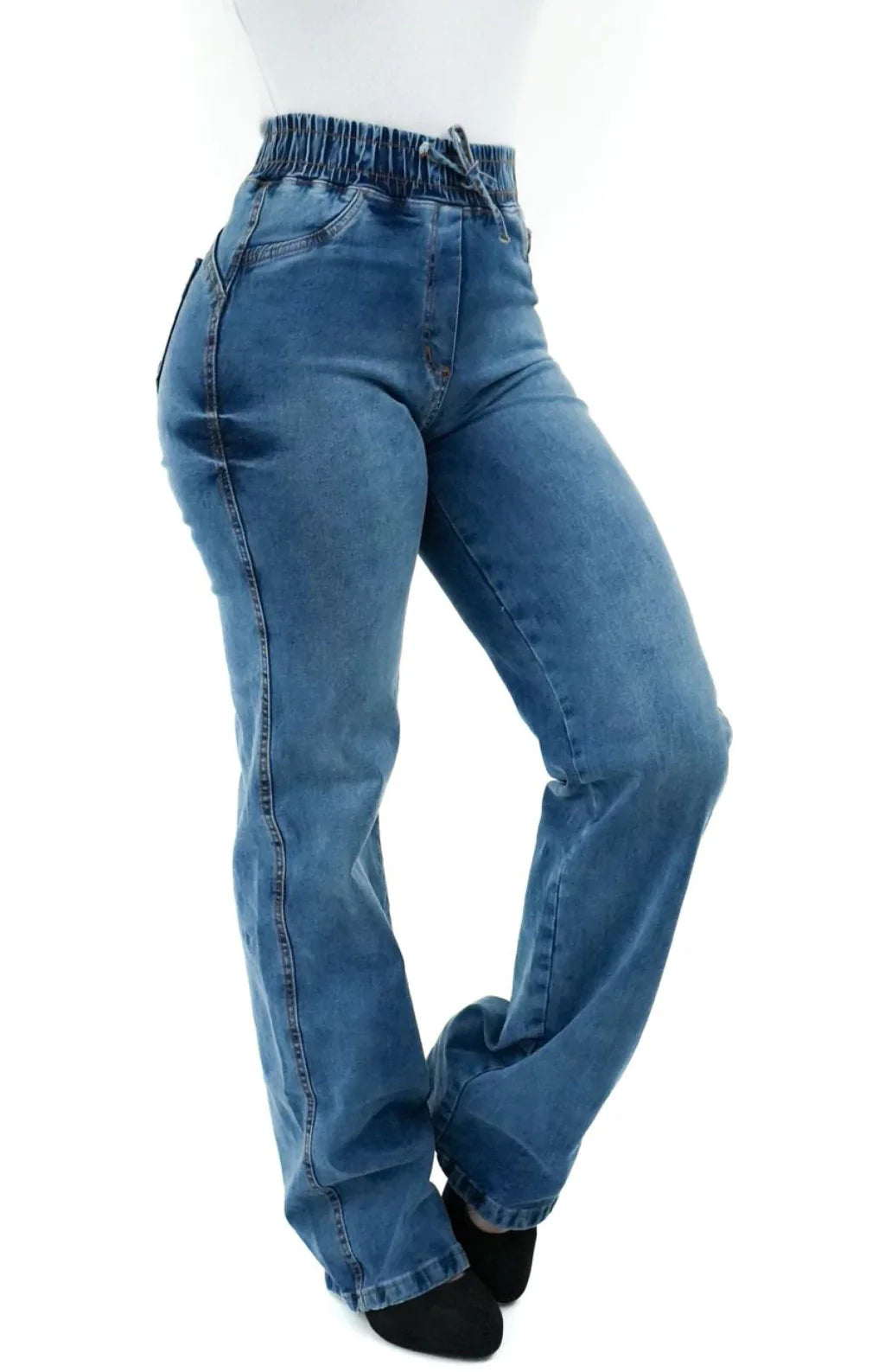CALÇA JEANS FEMININA - WIDE LEG CINTURA ELÁSTICA MALDIVAS