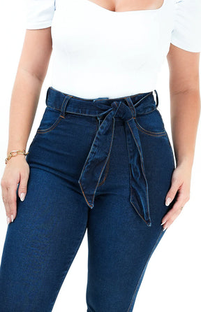Calça Jeans Feminina - Capri Cinto Faixa Removível