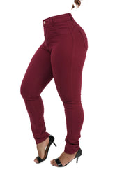 CALÇA JEANS FEMININA - SKINNY BORDÔ