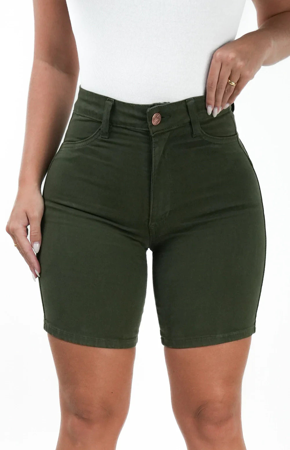 SHORTS JEANS MEIA COXA - VERDE MILITAR