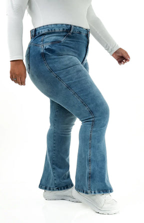 CALÇA JEANS PLUS SIZE - FLARE PARA BAIXINHAS AZURE