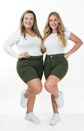 SHORTS JEANS MEIA COXA - VERDE MILITAR