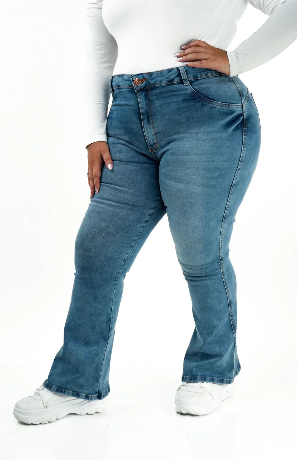 CALÇA JEANS PLUS SIZE - FLARE PARA BAIXINHAS AZURE