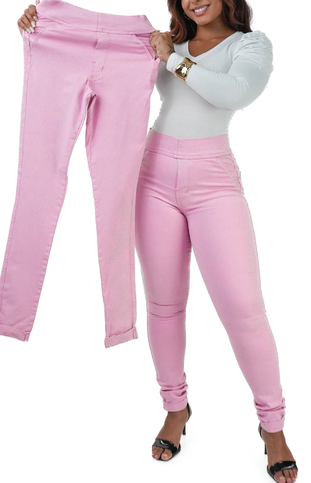 CALÇA JEANS FEMININA - EXTREME POWER COMFY ROSA BEBÊ