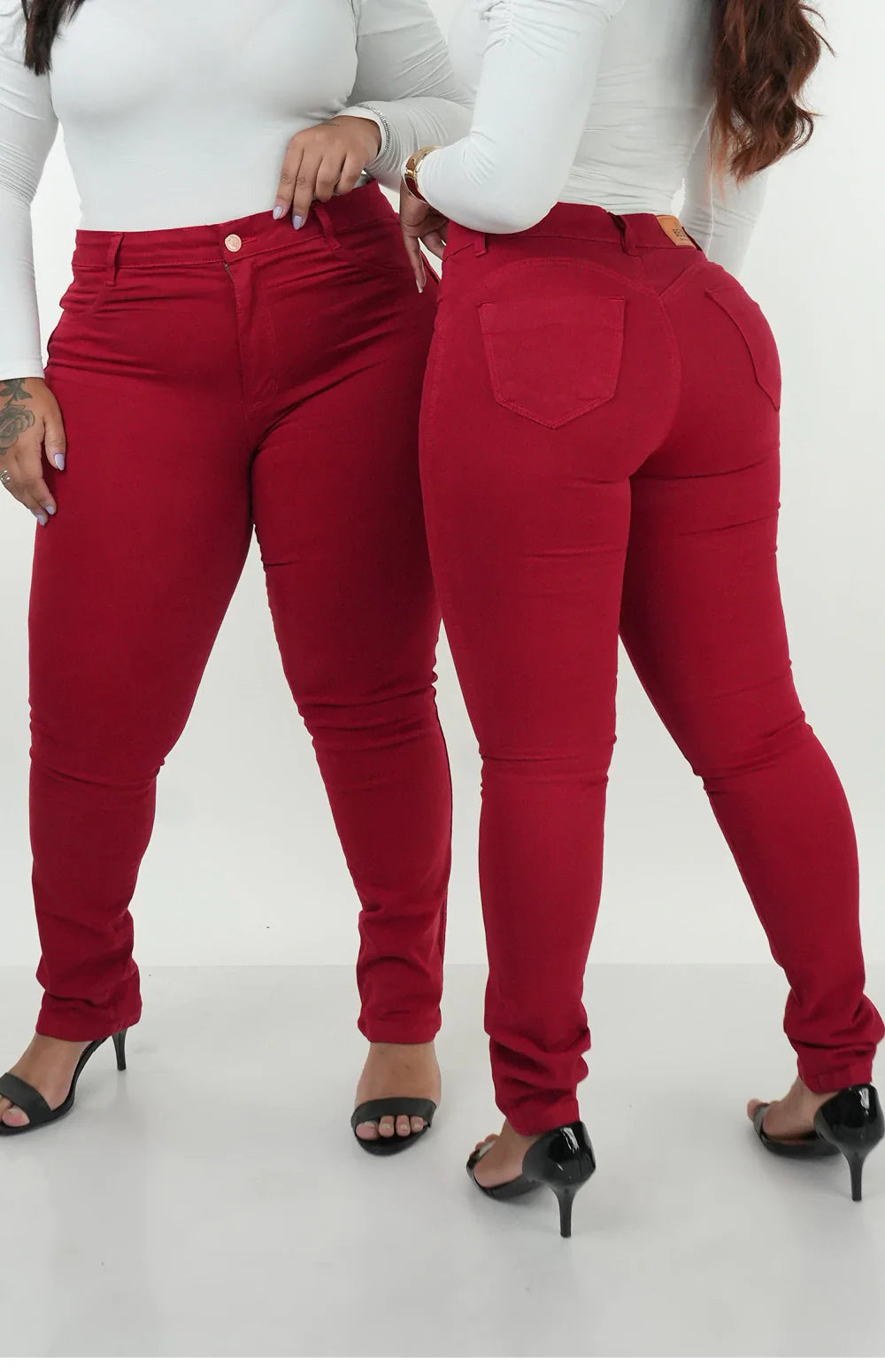 CALÇA JEANS FEMININA - SKINNY VERMELHO INTENSO