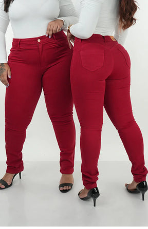 CALÇA JEANS FEMININA - SKINNY VERMELHO INTENSO