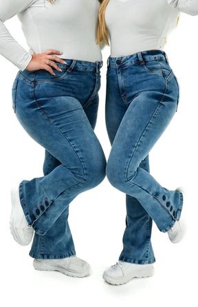 CALÇA JEANS PARA BAIXINHAS - FLARE LAZULLI BOTÕES FORRADOS