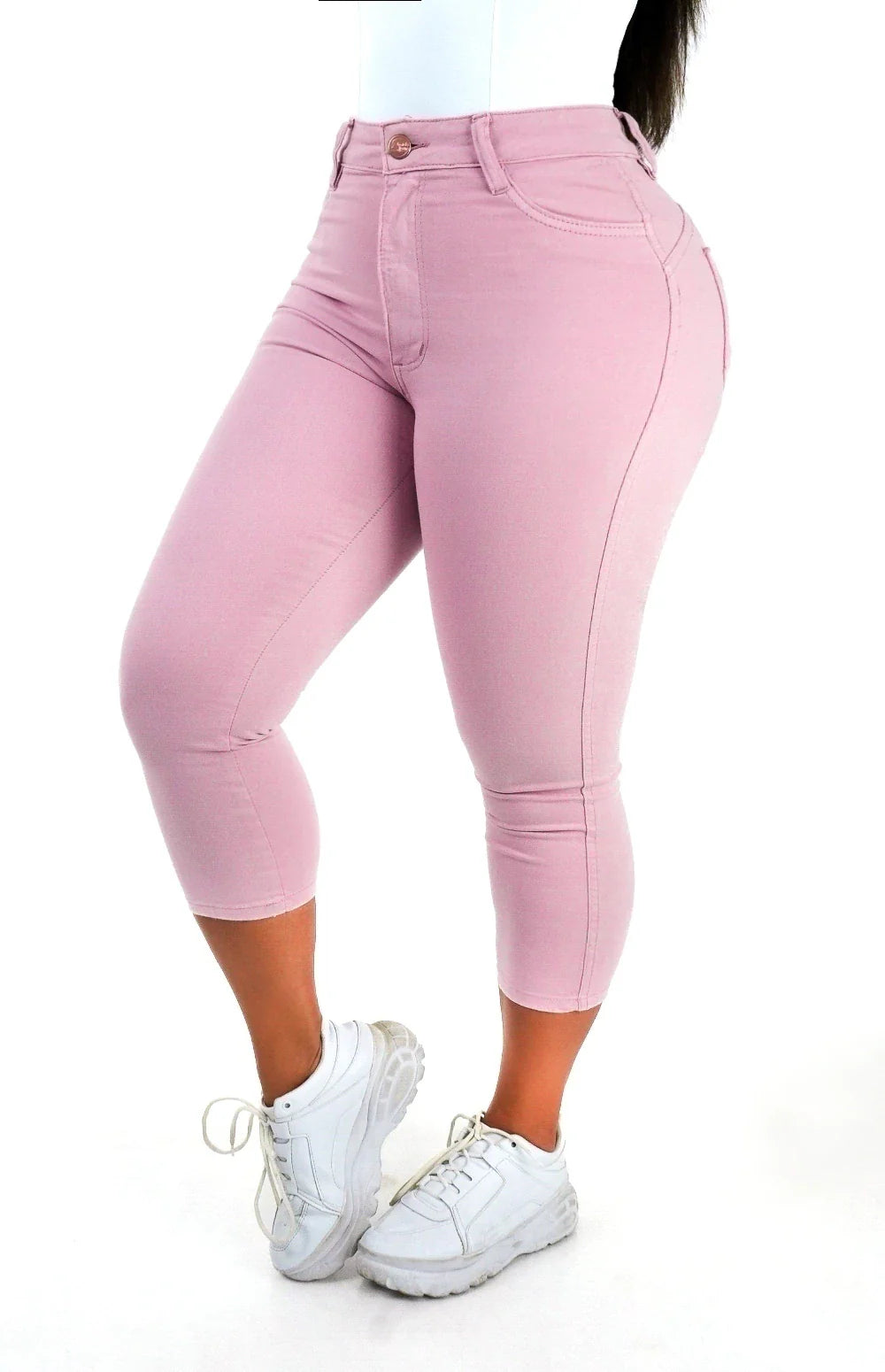 CALÇA JEANS FEMININA - CAPRI ROSA BEBÊ
