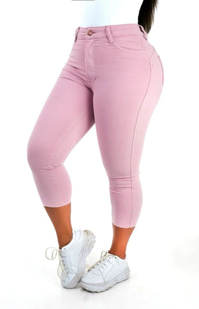 CALÇA JEANS FEMININA - CAPRI ROSA BEBÊ