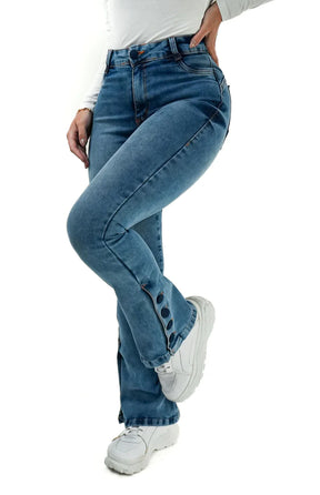 CALÇA JEANS PARA BAIXINHAS - FLARE LAZULLI BOTÕES FORRADOS