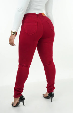 CALÇA JEANS FEMININA - SKINNY VERMELHO INTENSO