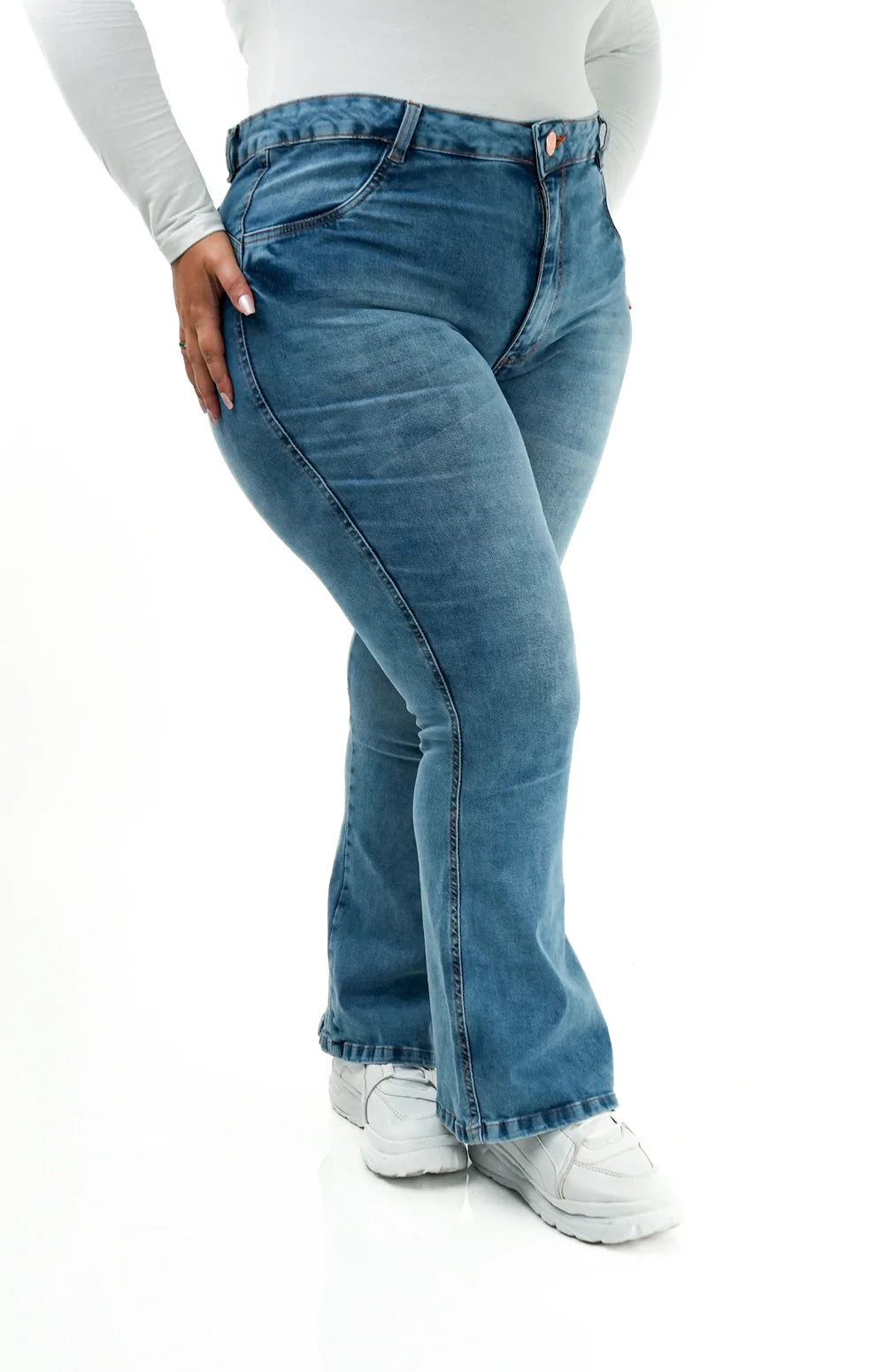 CALÇA JEANS PLUS SIZE - FLARE PARA BAIXINHAS AZURE