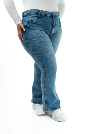 CALÇA JEANS PLUS SIZE - FLARE PARA BAIXINHAS AZURE