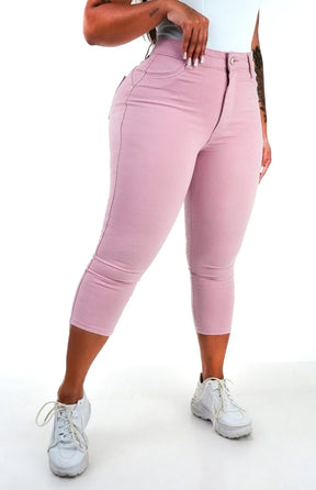 CALÇA JEANS FEMININA - CAPRI ROSA BEBÊ