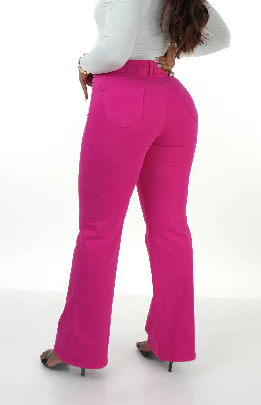 CALÇA JEANS FEMININA - WIDE LEG ROSA PINK