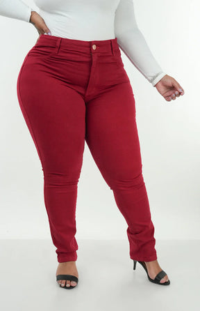 CALÇA JEANS FEMININA - SKINNY VERMELHO INTENSO