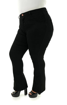 CALÇA JEANS PARA BAIXINHAS PLUS SIZE - FLARE PRETA INTENSE
