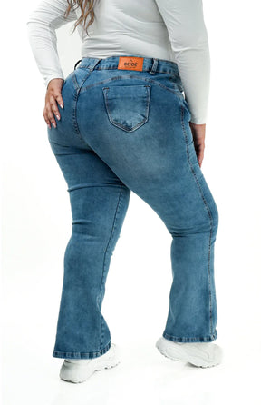 CALÇA JEANS PLUS SIZE - FLARE PARA BAIXINHAS AZURE