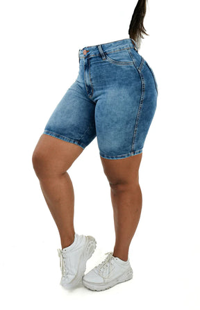 SHORTS JEANS MEIA COXA - MARMORIZADO