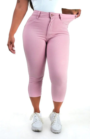 CALÇA JEANS FEMININA - CAPRI ROSA BEBÊ